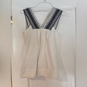 Jcrew factory White Linen Embroidered Tank